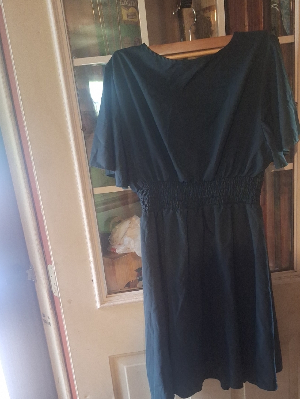 SHEIN Forrest Green Midi Dress with Smocked Waist